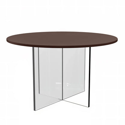 Valore Coffee Table with Round MDF Tabletop and Sturdy Acrylic Cross Base - Elax Furniture