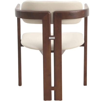 Velo Upholstered Dining Chair in Leather with Open Back and Wood Legs Set of 4 - Elax Furniture