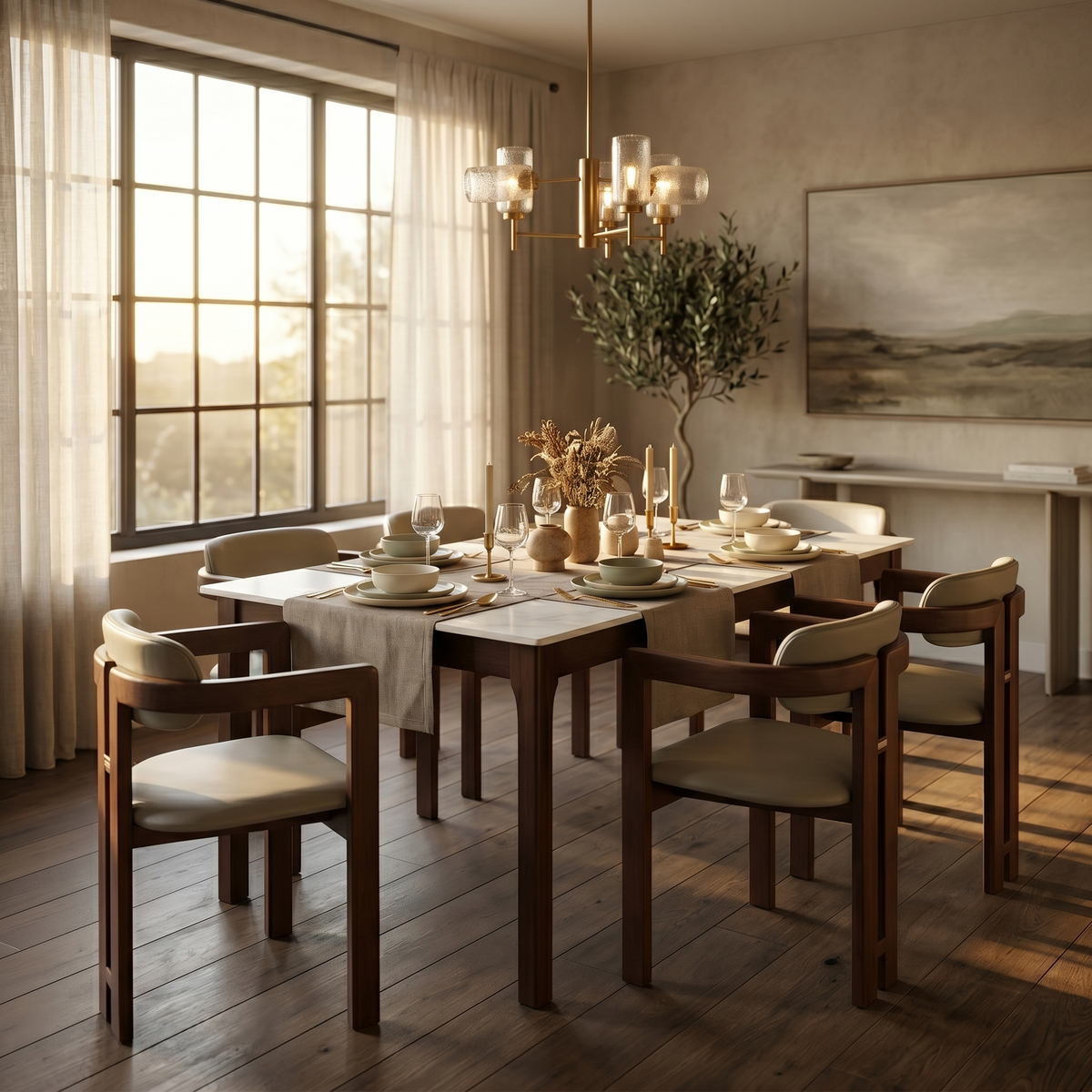 Velo Series Dining Chair with Upholstered Leather and Rubberwood Legs