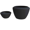 Vessel Mid-Century Modern 2-Piece Round Fiberstone and MGO Clay Planter Set for Indoor and Outdoor Home