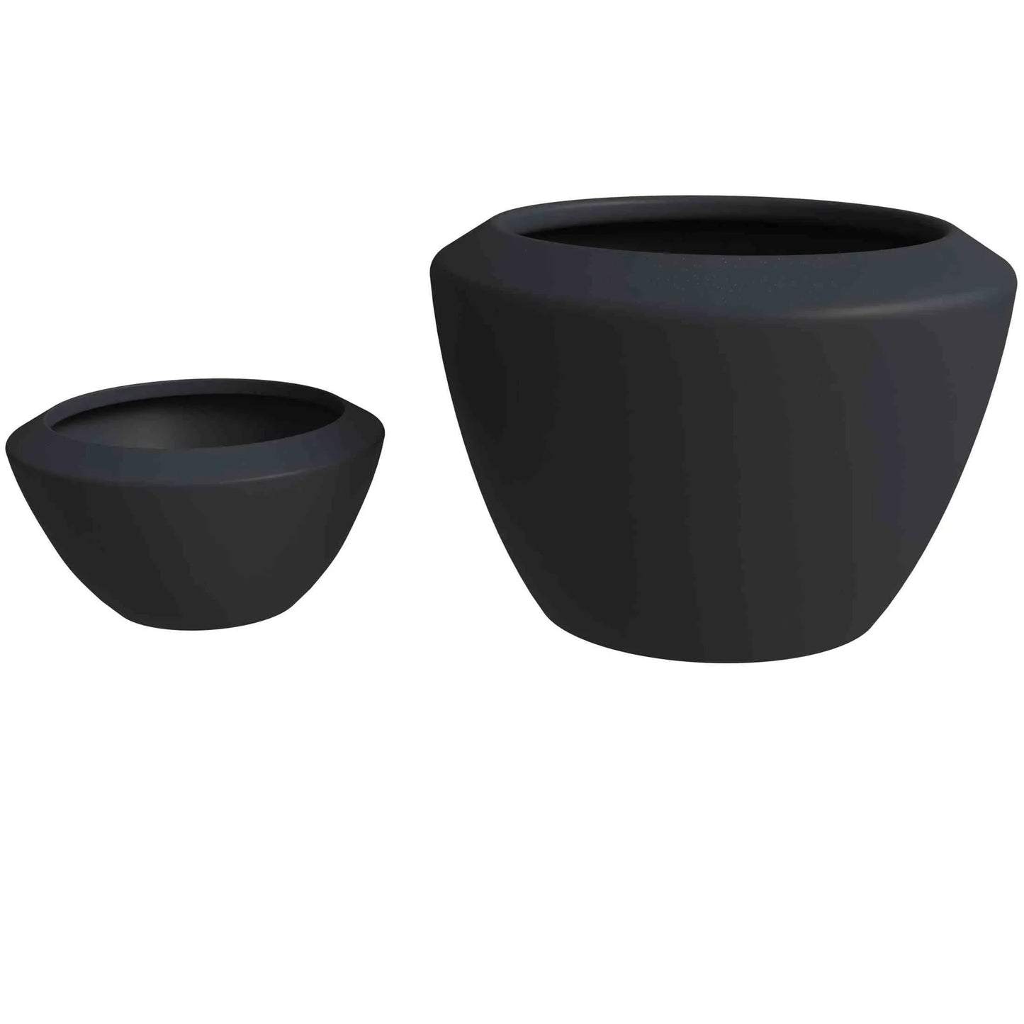 Vessel Mid-Century Modern 2-Piece Round Fiberstone and MGO Clay Planter Set for Indoor and Outdoor Home - Elax Furniture