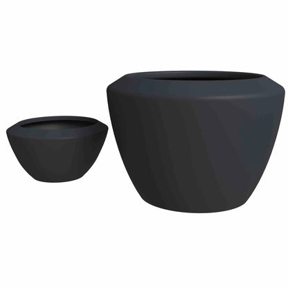 Vessel Mid-Century Modern 2-Piece Round Fiberstone and MGO Clay Planter Set for Indoor and Outdoor Home - Elax Furniture