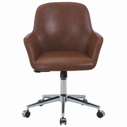 Vanguard Leather Mid-Back Office Chair with Chrome Metal Frame