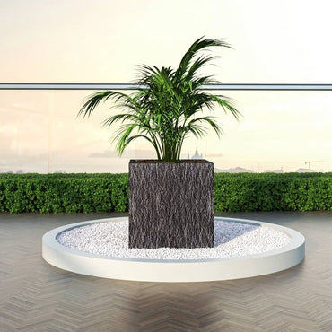 Verdura Modern Square Fiberstone and Clay Planter with Drainage Holes in Dotted Black - Elax Furniture