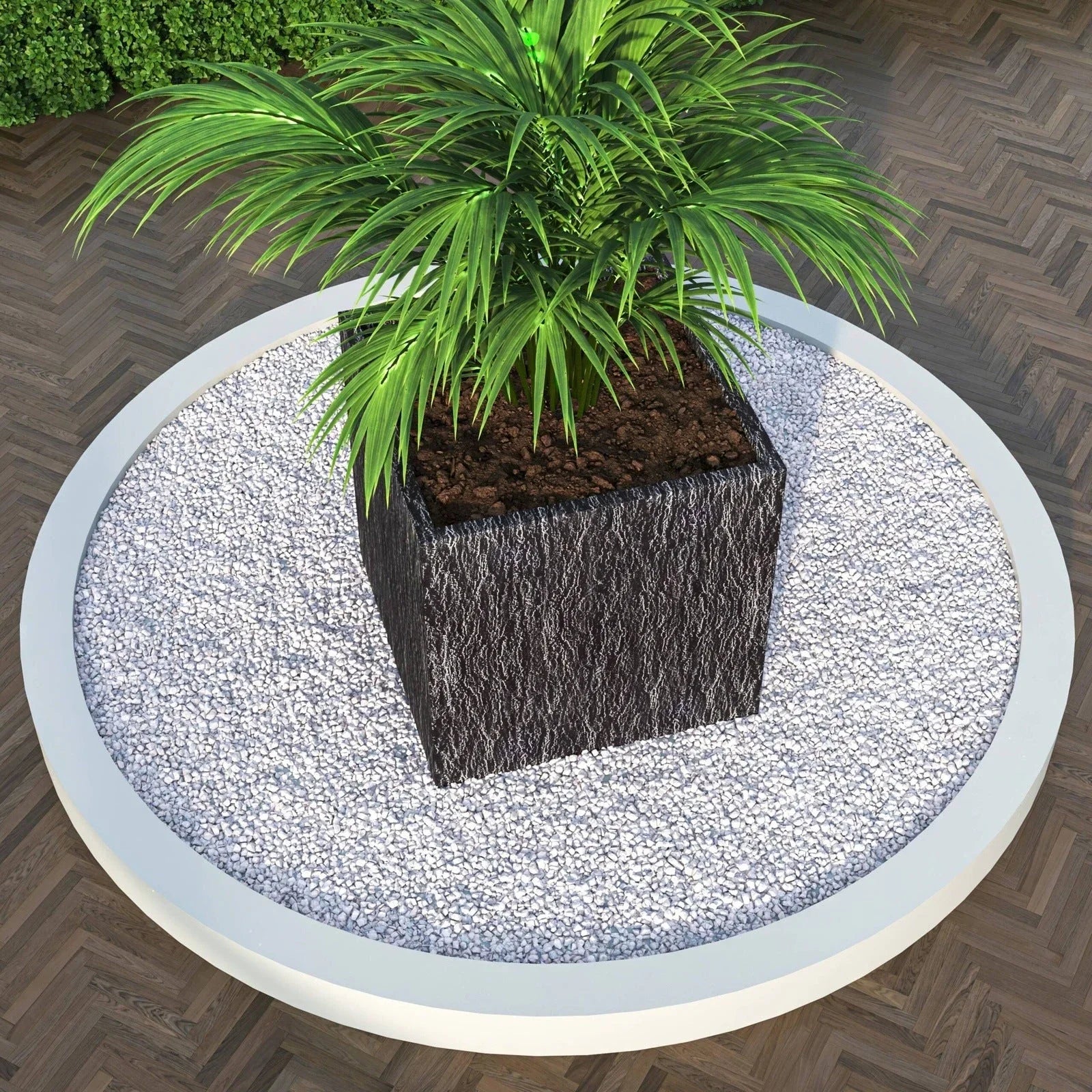 Verdura Modern Square Fiberstone and Clay Planter with Drainage Holes in Dotted Black - Elax Furniture