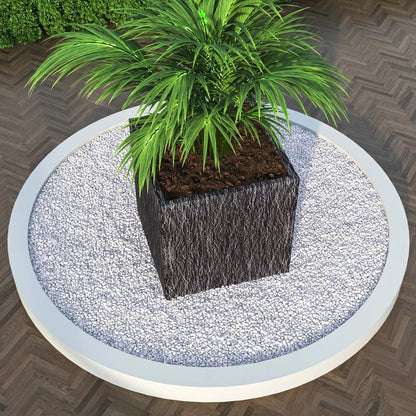 Verdura Modern Square Fiberstone and Clay Planter with Drainage Holes in Dotted Black - Elax Furniture