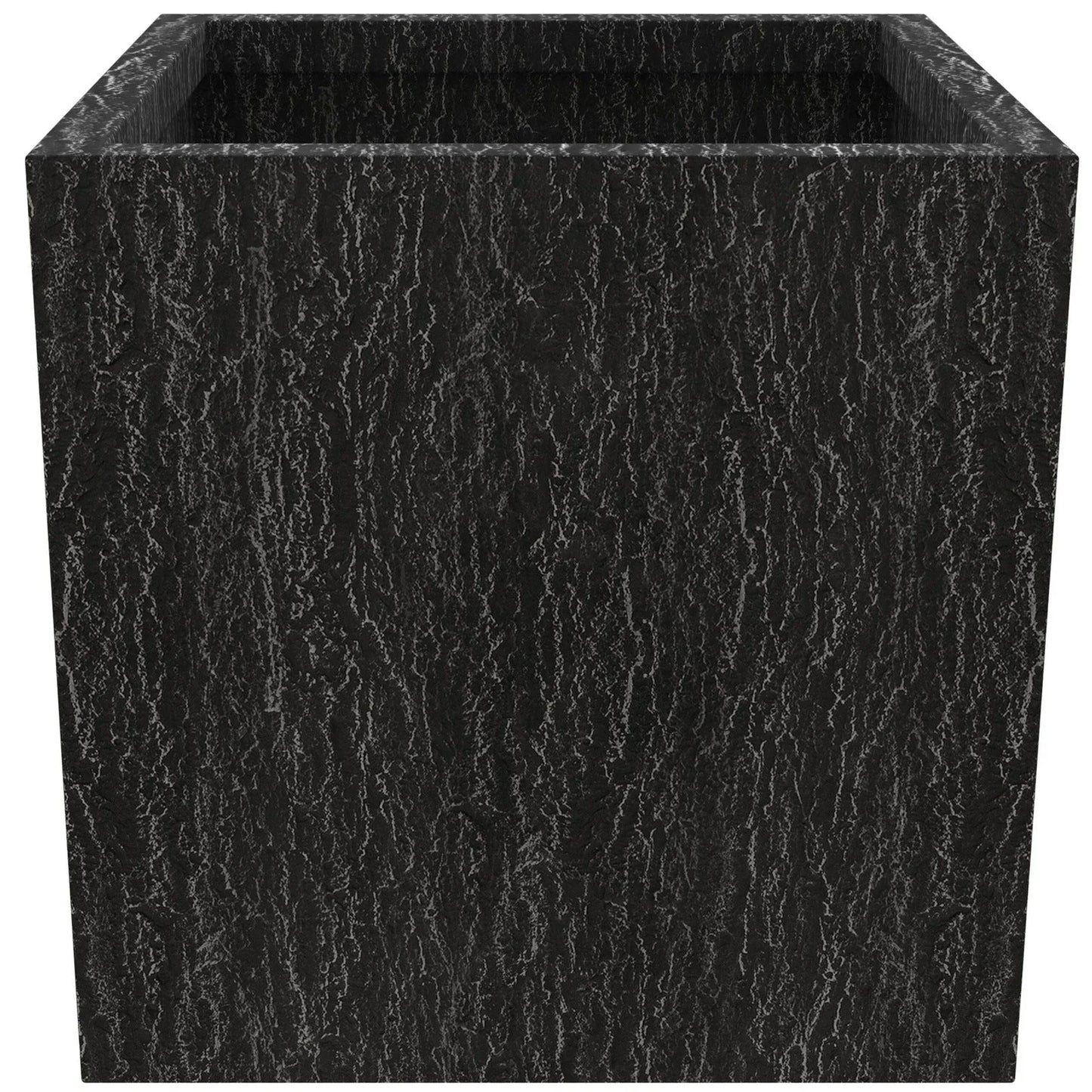 Verdura Modern Square Fiberstone and Clay Planter with Drainage Holes in Dotted Black - Elax Furniture