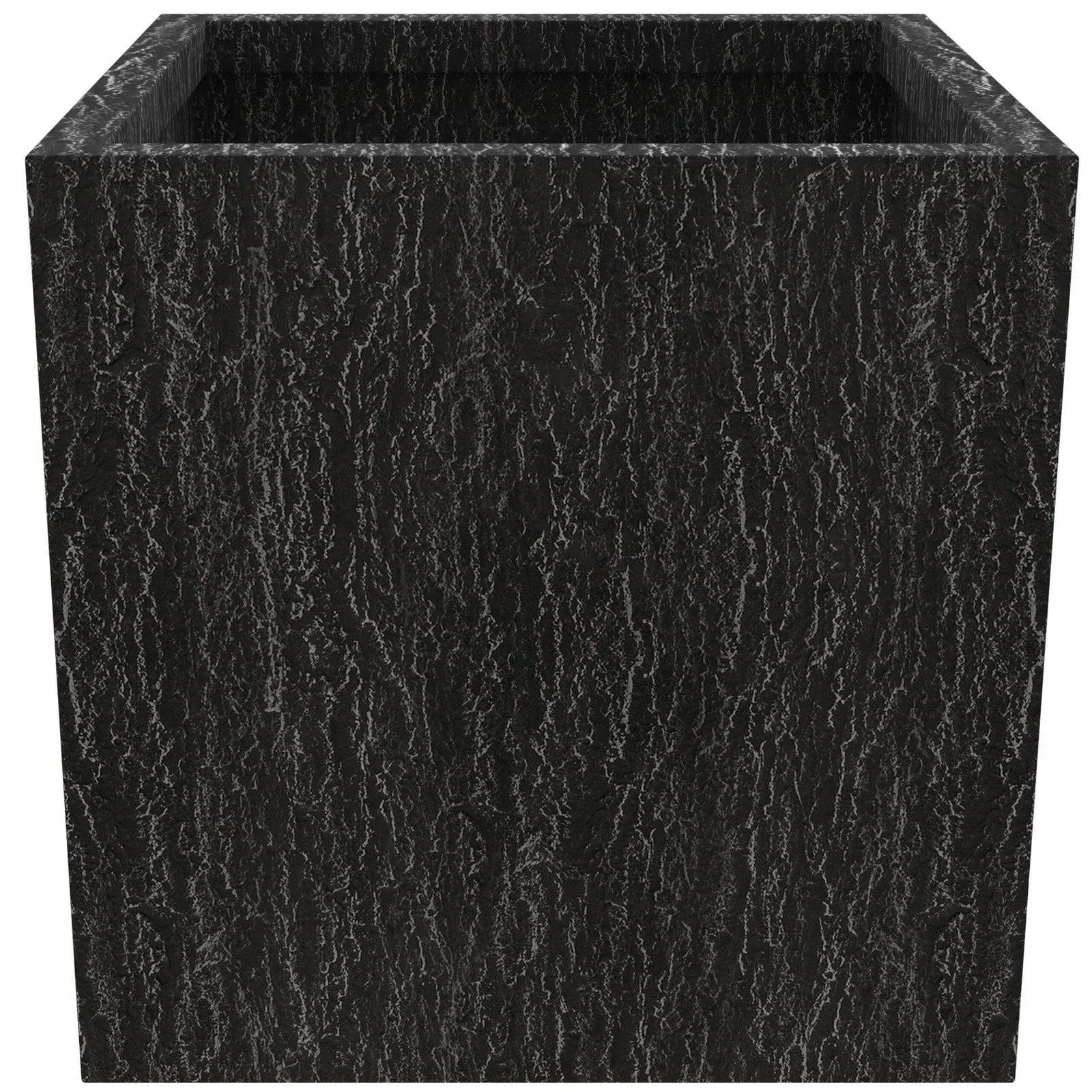 Verdura Modern Square Fiberstone and Clay Planter with Drainage Holes in Dotted Black - Elax Furniture