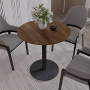 LeisureMod Vail Collection Dining Table Black/Gold Base With 27"/36" Round Black MDF Top - Elax Furniture