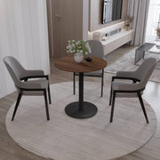 LeisureMod Vail Collection Dining Table Black/Gold Base With 27"/36" Round Black MDF Top - Elax Furniture