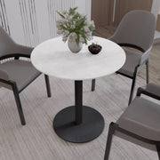 LeisureMod Vail Collection Dining Table Black/Gold Base With 27"/36" Round Black MDF Top - Elax Furniture