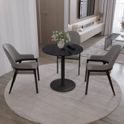 LeisureMod Vail Collection Dining Table Black/Gold Base With 27"/36" Round Black MDF Top - Elax Furniture
