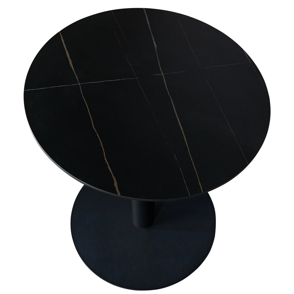 Vail Collection Dining Table Black/Gold Base With 27"/36" Round Stone Top - Elax Furniture