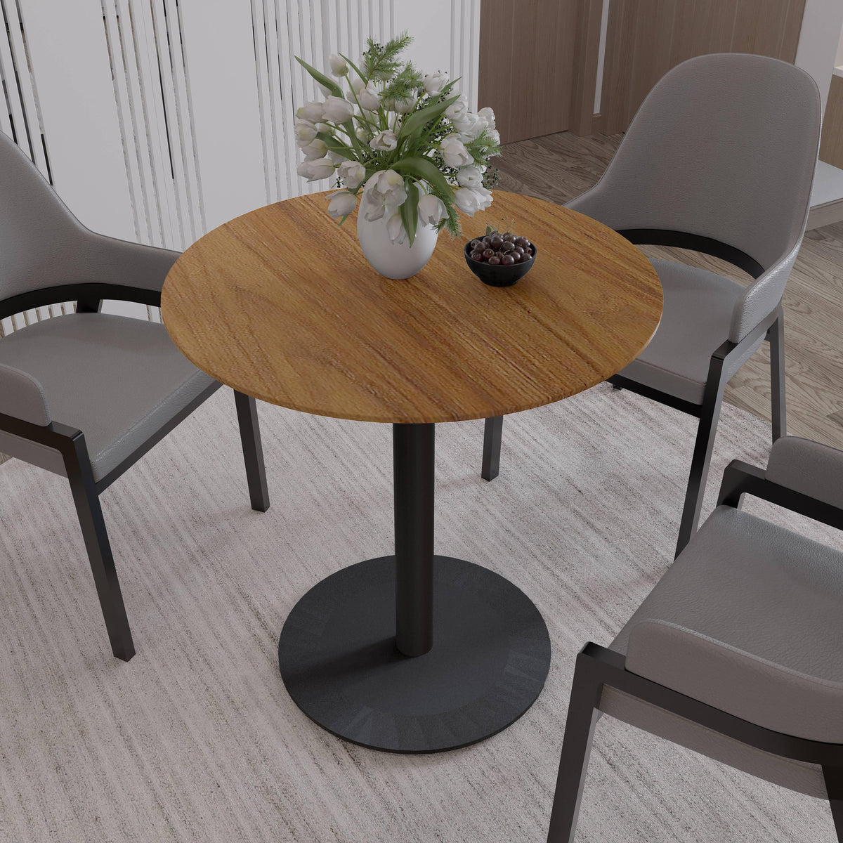 LeisureMod Vail Collection Dining Table Black/Gold Base With 27"/36" Round Black MDF Top - Elax Furniture