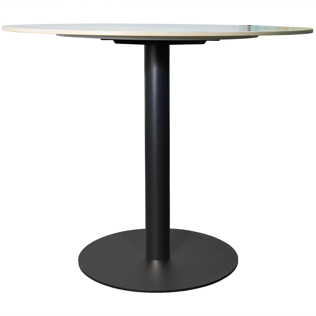 Vail Collection Dining Table Black/Gold Base With 27"/36" Round Stone Top - Elax Furniture