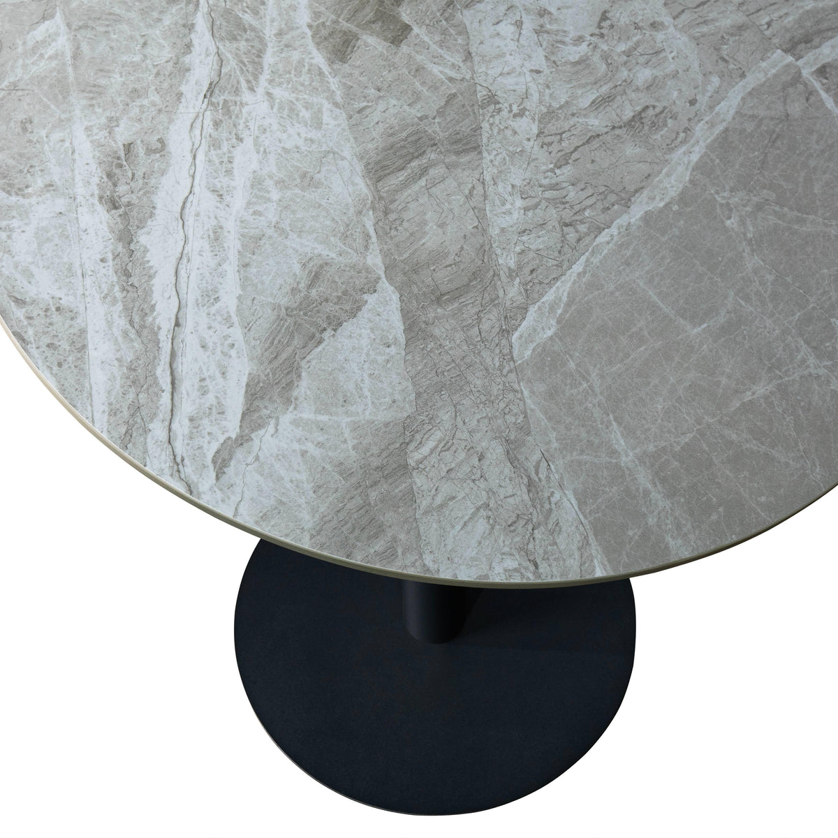 Vail Collection Dining Table Black/Gold Base With 27"/36" Round Stone Top - Elax Furniture
