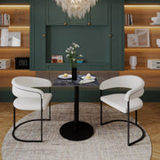 LeisureMod Vail Collection Dining Table Black/Gold Round Base With 24" Square Black MDF Top - Elax Furniture