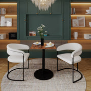 LeisureMod Vail Collection Dining Table Black/Gold Round Base With 24" Square Black MDF Top - Elax Furniture