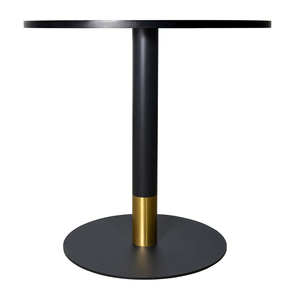 LeisureMod Vail Collection Dining Table Black/Gold Base With 27"/36" Round Black MDF Top - Elax Furniture