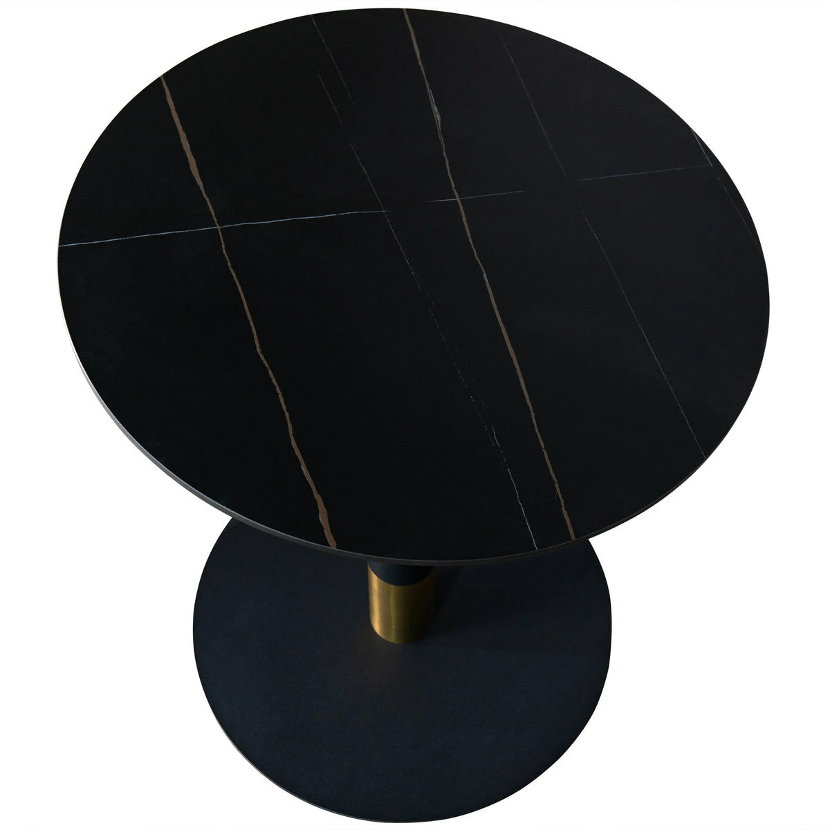 Vail Collection Dining Table Black/Gold Base With 27"/36" Round Stone Top - Elax Furniture