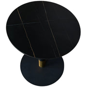 Vail Collection Dining Table Black/Gold Base With 27"/36" Round Stone Top - Elax Furniture