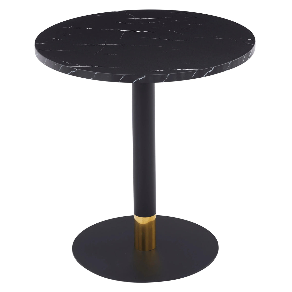 Vail Collection Dining Table Black/Gold Base With 27"/36" Round Stone Top