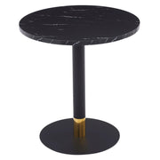 Vail Collection Dining Table Black/Gold Base With 27"/36" Round Stone Top