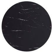Vail Collection Dining Table Black/Gold Base With 27"/36" Round Stone Top
