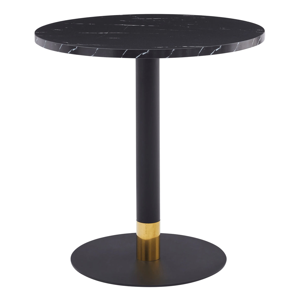 Vail Collection Dining Table Black/Gold Base With 27"/36" Round Stone Top