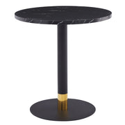 Vail Collection Dining Table Black/Gold Base With 27"/36" Round Stone Top