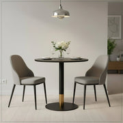 Vail Collection Dining Table Black/Gold Base With 27"/36" Round Stone Top