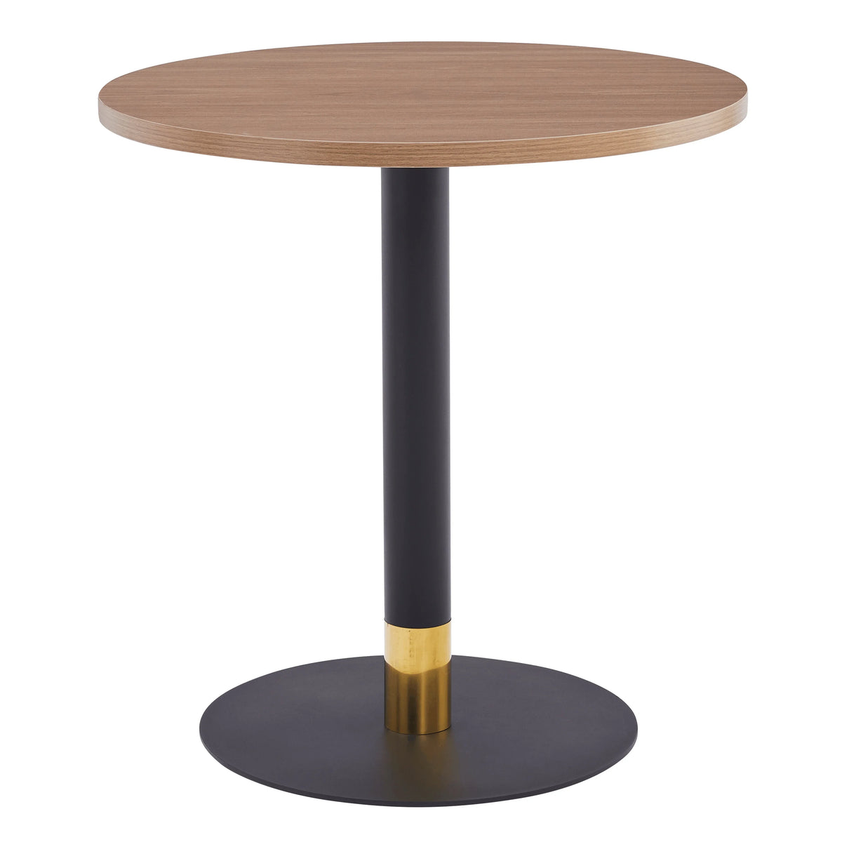 LeisureMod Vail Collection Dining Table Black/Gold Base With 27"/36" Round Black MDF Top