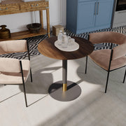 LeisureMod Vail Collection Dining Table Black/Gold Base With 27"/36" Round Black MDF Top - Elax Furniture