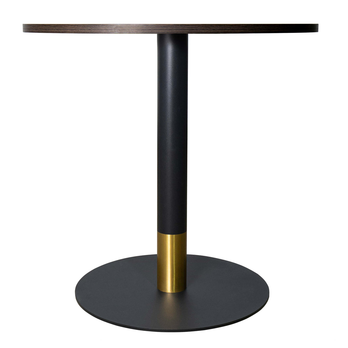 LeisureMod Vail Collection Dining Table Black/Gold Base With 27"/36" Round Black MDF Top - Elax Furniture