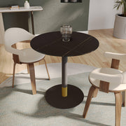 Vail Collection Dining Table Black/Gold Base With 27"/36" Round Stone Top - Elax Furniture