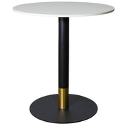LeisureMod Vail Collection Dining Table Black/Gold Base With 27"/36" Round Black MDF Top - Elax Furniture