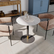 LeisureMod Vail Collection Dining Table Black/Gold Base With 27"/36" Round Black MDF Top - Elax Furniture