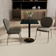 LeisureMod Vail Collection Dining Table Black/Gold Round Base With 24" Square Black MDF Top - Elax Furniture