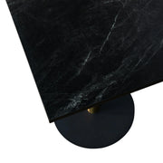 LeisureMod Vail Collection Dining Table Black/Gold Round Base With 24" Square Black MDF Top - Elax Furniture