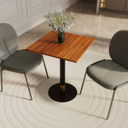 LeisureMod Vail Collection Dining Table Black/Gold Round Base With 24" Square Black MDF Top - Elax Furniture
