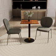 LeisureMod Vail Collection Dining Table Black/Gold Round Base With 24" Square Black MDF Top - Elax Furniture