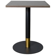 LeisureMod Vail Collection Dining Table Black/Gold Round Base With 24" Square Black MDF Top - Elax Furniture