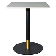 LeisureMod Vail Collection Dining Table Black/Gold Round Base With 24" Square Black MDF Top - Elax Furniture