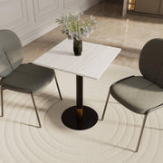 LeisureMod Vail Collection Dining Table Black/Gold Round Base With 24" Square Black MDF Top - Elax Furniture