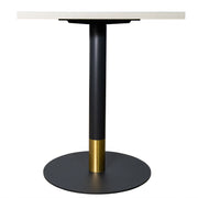 LeisureMod Vail Collection Dining Table Black/Gold Round Base With 24" Square Black MDF Top - Elax Furniture