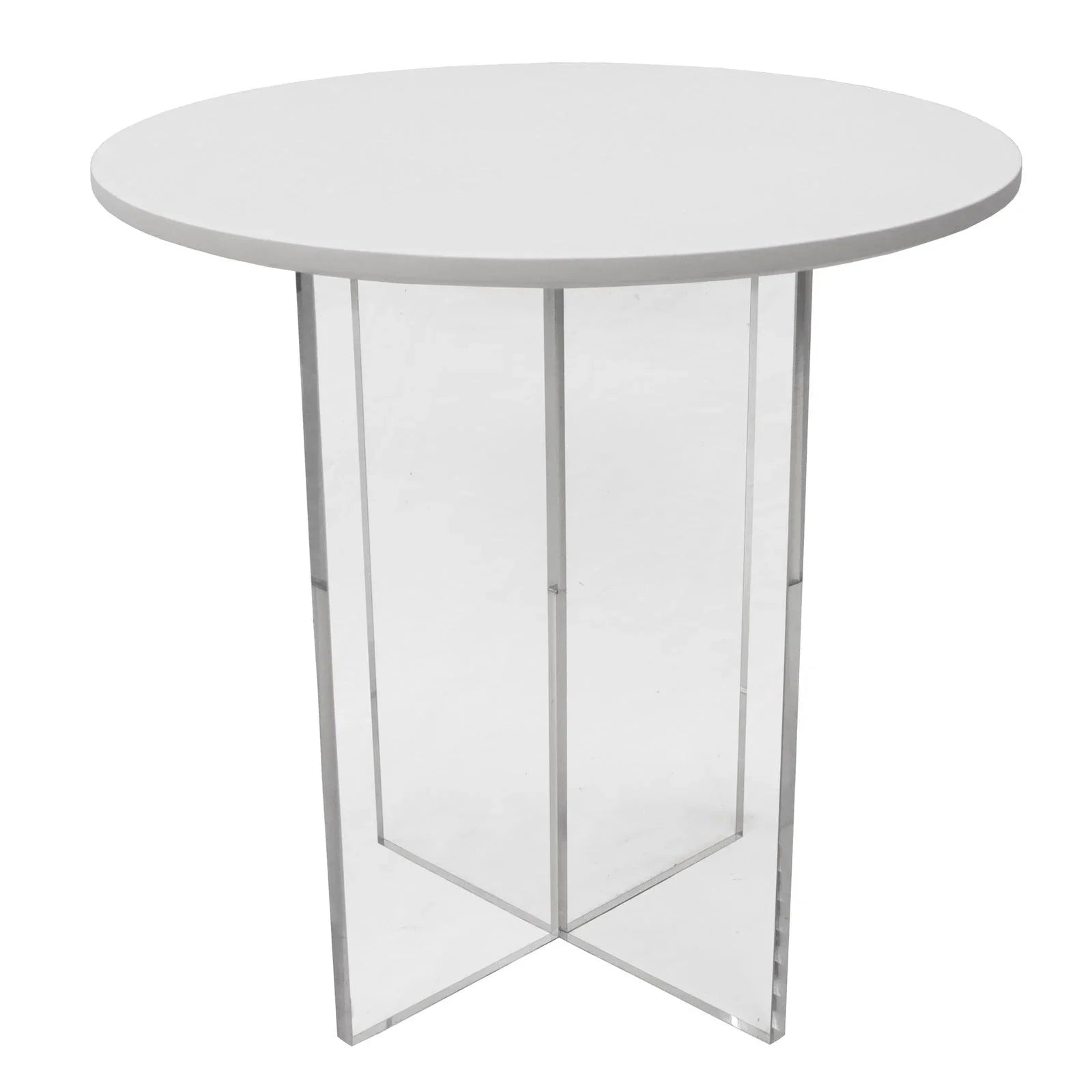 Valore Side Table with Round MDF Tabletop and Sturdy Acrylic Cross Base - Elax Furniture