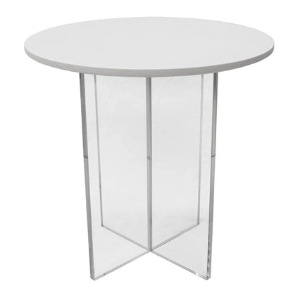 Valore Side Table with Round MDF Tabletop and Sturdy Acrylic Cross Base - Elax Furniture