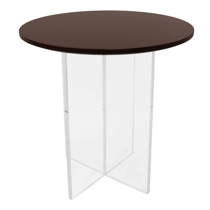 Valore Side Table with Round MDF Tabletop and Sturdy Acrylic Cross Base - Elax Furniture