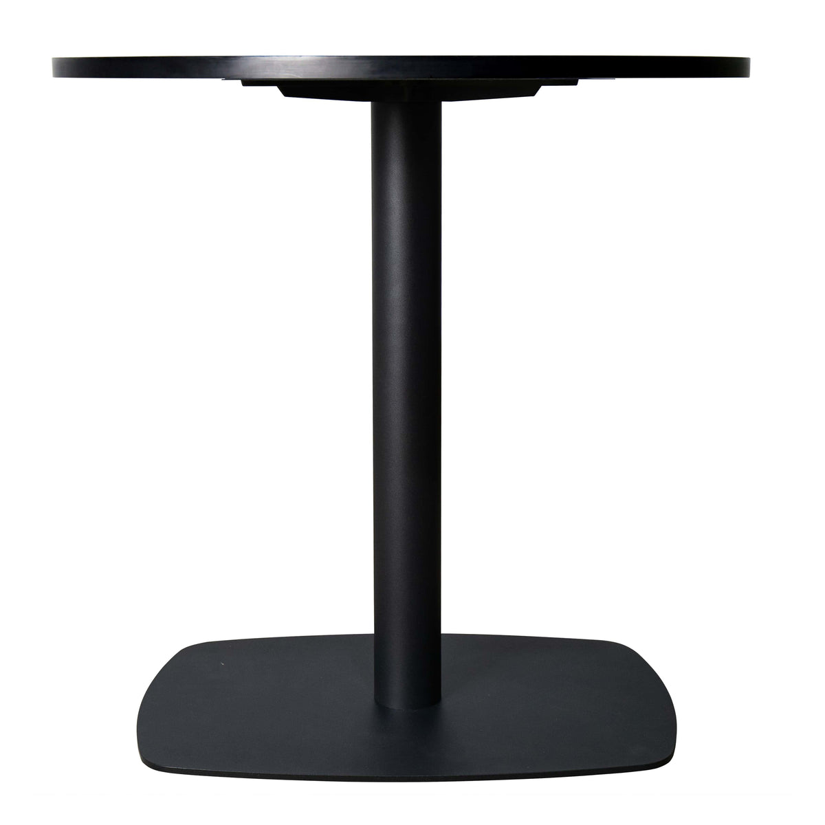 LeisureMod Vail Collection Dining Table Black Rectangle Base With 27"/36" Round Dark Brown MDF Top - Elax Furniture