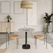 Vail Collection Dining Table Black Rectangle Base With 27"/36" Round Stone Top - Elax Furniture